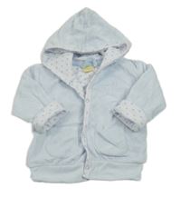 Světlemodrá sametová podšitá propínací mikina s hvězdičkami a kapucí 