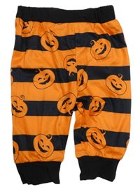 ČErno-oranžové pruhované lehké tepláky s dýněmi 