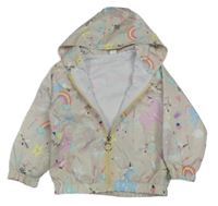 Světlebéžová šusťáková jarní bunda s obrázky a kapucí Shein