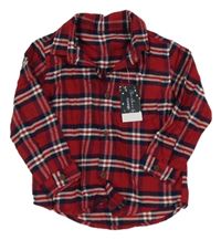 Nové - Červeno-tmavomodro-bílá kostkovaná flanelová košile George