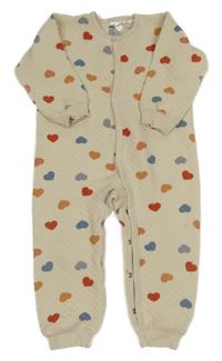 Světlebéžový károvaný overal se srdíčky H&M