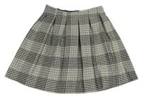 Bílo-černo-šedá kostkovaná vlněná sukně Matalan