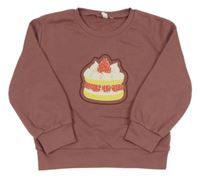 Růžovo-hnědá mikina s cupcakem