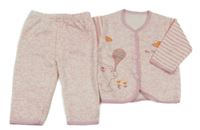 2 set - růžovo-bílé tepláky + růžovo-bílá propínací mikina s medvídkem