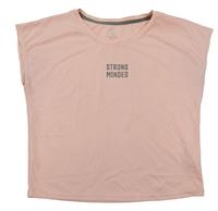 Světlerůžové perforované sportovní tričko s nápisem H&M