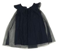 Tmavomodré tylové šaty se třpytkami H&M