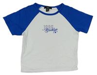 Modro-bílé crop tričko s číslem New Look
