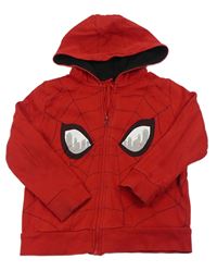 Červená propínací mikina se Spidermanem a kapucí Marvel
