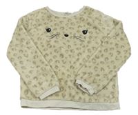 Béžová vzorovaná chlupatá mikina s čumákem zn. H&M