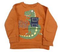 Cihlová mikina s dinosaurem zn. Nutmeg