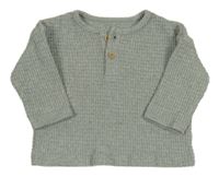 Zeleno-šedé melírované úpletové triko s knoflíky George