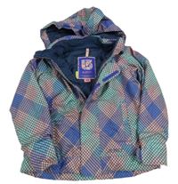 Zeleno-fialovo-korálová károvaná šusťáková zimní bunda s kapucí Burton