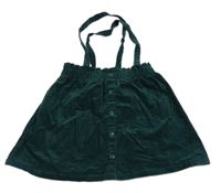 Tmavozelená manšestrová sukně s kšandami 