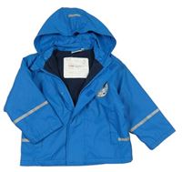 Modrá nepromokavá podzimní bunda se zvířátky a odepínací kapucí impidimpi