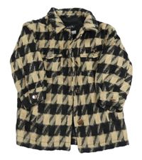 Béžovo-černá vzorovaná vlněná podšitá bunda River Island