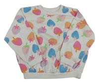 Bílá oversize mikina s jahodami Matalan