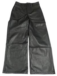 Černé široké koženkové kalhoty PRIMARK