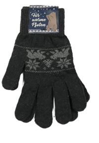 Nové - tmavošedé prstové rukavice s norským vzorem 