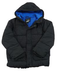 Černá prošívaná šusťáková zimní bunda s kapucí PRIMARK