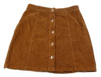 Skořicová manšestrová propínací sukně George