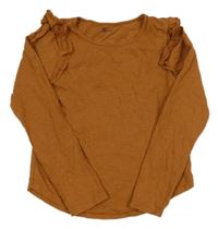 Rezavé triko s volánky Tu