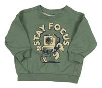 Khaki mikina s nápisem a foťákem