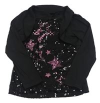 Černé triko s flitry a bolerkem Y.F.K.