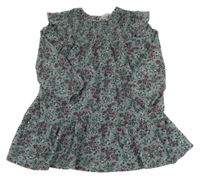 Šedo-růžové květované šaty s volánky Primark