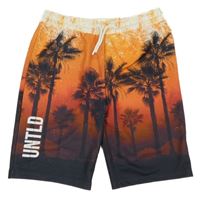 Oranžové teplákové kraťasy s palmami Primark