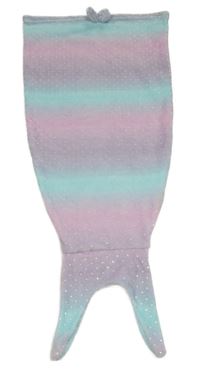 Lila-světlemodrá chlupatá deka s hvězdami - ocas mořské panny 