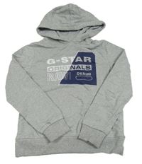 Šedá mikina s nápisem a kapucí RAW