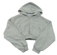 Šedá propínací crop mikina s kapucí Shein