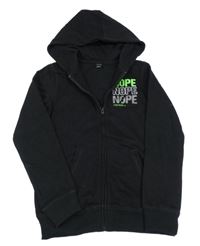 Černá propínací mikina s nápisem a kapucí Y.F.K.