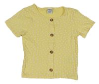 Žluté květované croop tričko s knoflíky Page one young