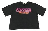 Antracitové crop tričko - Stranger Things H&M