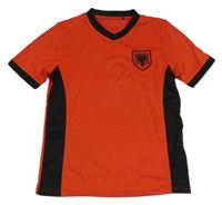 Červeno-černé sportovní tričko s nášivkou 