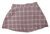 Růžovo-černá kostkovaná skládaná sukně Primark