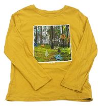 Hořčicové triko s lesem Primark