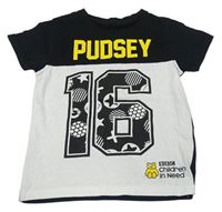 Černo-bílé tričko s Pudsey George 