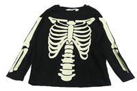 Černé triko s kostlivcem H&M