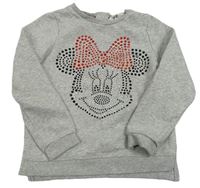 Šedá mikina s Minnie z kamínků H&M