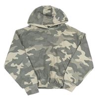 Šedá army crop mikina s kapucí Primark