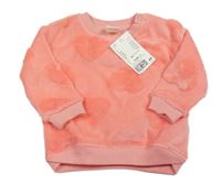 Nové - Neonově růžová plyšová mikina se srdíčky H&M