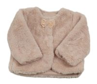 Světlerůžový kožešinový kabát s mašlí zn. Matalan 