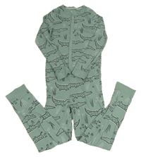 Zelenošedý overal s krokodýly Tu