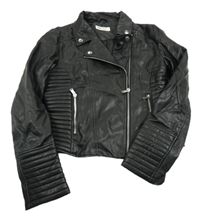 Černý koženkový crop křivák H&M