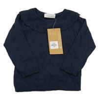 Nové - Tmavomodrý svetr s volánky Primark