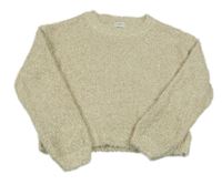 Béžovo-zlatý chlupatý crop svetr F&F