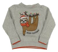Šedá melírovaná vánoční mikina s lenochodem Lily & Dan