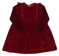 Červené sametové šaty s volánky F&F